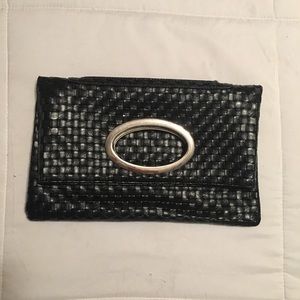 Black woven clutch